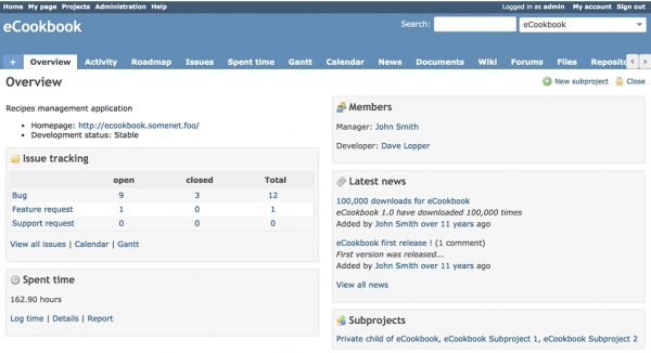 Redmine Open Source Project Management Software